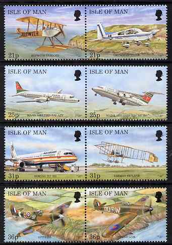 Isle of Man 1997 Manx Aircraft set of 8 (4 x se-tenant pairs), unmounted mint, SG 747-54