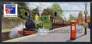 Isle of Man 1998 125th Anniversary of Isle of Man Steam Railway m/sheet with 'Philex France 99' International Stamp Exhibition logo unmounted mint, as SG MS807