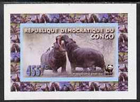 Congo 2009 WWF Hippopotomus #3 individual imperf deluxe sheet unmounted mint. Note this item is privately produced and is offered purely on its thematic appeal