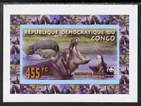 Congo 2009 WWF Hippopotomus #4 individual imperf deluxe sheet unmounted mint. Note this item is privately produced and is offered purely on its thematic appeal