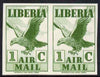 Liberia 1938 Eagle 1c green imperf pair unmounted mint, as SG 565a