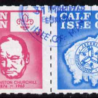 Calf of Man 1973 Churchill & Map (with Scout Logo) rouletted set of 2 fine cds used (Rosen CA249-50)