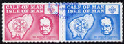Calf of Man 1973 Churchill & Map (with Scout Logo) rouletted set of 2 fine cds used (Rosen CA249-50)
