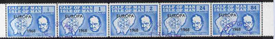 Calf of Man 1968 Europa 1968 opt'd on Churchill perf 14.5 set of 5 in light blue (as Rosen CA111-15) fine cds used