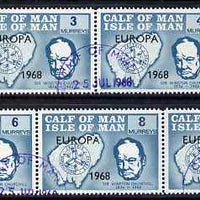 Calf of Man 1968 Europa 1968 opt'd on Churchill perf 14.5 set of 5 in turquoise (as Rosen CA105-09) fine cds used