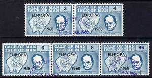 Calf of Man 1968 Europa 1968 opt'd on Churchill perf 14.5 set of 5 in turquoise (as Rosen CA105-09) fine cds used