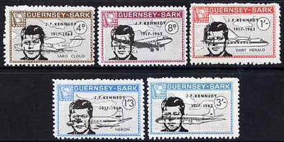 Guernsey - Sark 1966 John F Kennedy overprint on Aircraft perf set of 5 unmounted mint, Rosen CS 91-5