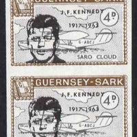 Guernsey - Sark 1966 John F Kennedy overprint on 4d Saro Cloud imperf pair unmounted mint, as Rosen CS 91