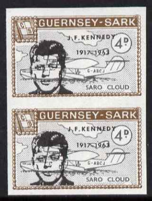 Guernsey - Sark 1966 John F Kennedy overprint on 4d Saro Cloud imperf pair unmounted mint, as Rosen CS 91