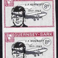 Guernsey - Sark 1966 John F Kennedy overprint on 8d Douglas DC-3 imperf pair unmounted mint, as Rosen CS 92