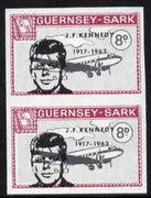 Guernsey - Sark 1966 John F Kennedy overprint on 8d Douglas DC-3 imperf pair unmounted mint, as Rosen CS 92