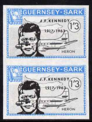 Guernsey - Sark 1966 John F Kennedy overprint on 1s3d Heron imperf pair unmounted mint, as Rosen CS 94