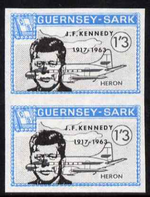 Guernsey - Sark 1966 John F Kennedy overprint on 1s3d Heron imperf pair unmounted mint, as Rosen CS 94
