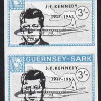 Guernsey - Sark 1966 John F Kennedy overprint on 3s Viscount imperf pair unmounted mint, as Rosen CS 95