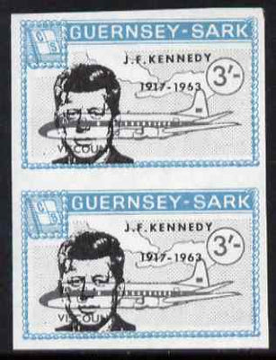 Guernsey - Sark 1966 John F Kennedy overprint on 3s Viscount imperf pair unmounted mint, as Rosen CS 95