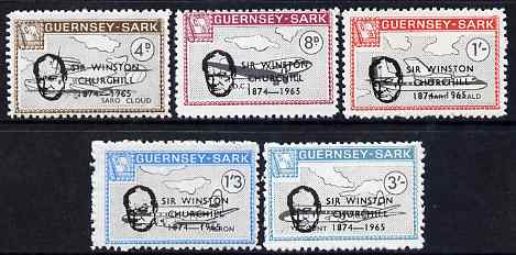 Guernsey - Sark 1966 Sir Winston Churchill overprint on Aircraft perf set of 5 unmounted mint, Rosen CS 85-9