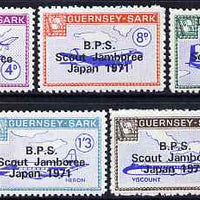 Guernsey - Sark 1971 Scout Jamboree overprint in black on Aircraft perf set of 5 unmounted mint