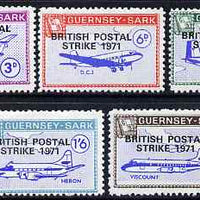 Guernsey - Sark 1971 British Postal Strike overprint in black on Aircraft perf set of 5 unmounted mint