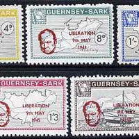 Guernsey - Sark 1965 20th Anniversary of Liberation overprint on perf definitive set of 5 unmounted mint, Rosen CS 68-72