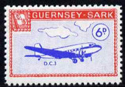 Guernsey - Sark 1966 Aircraft 6d Douglas DC-3 with Europa overprint omitted unmounted mint (blocks available price pro-rata) see note after Rosen CS 101