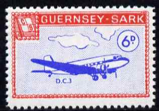 Guernsey - Sark 1966 Aircraft 6d Douglas DC-3 with Europa overprint omitted unmounted mint (blocks available price pro-rata) see note after Rosen CS 101