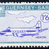 Guernsey - Sark 1966 Aircraft 1s6d Heron with Europa overprint omitted unmounted mint (blocks available price pro-rata) see note after Rosen CS 101
