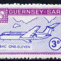 Guernsey - Sark 1966 Aircraft 3d BAC-111 with Europa overprint omitted unmounted mint (blocks available price pro-rata) see note after Rosen CS 101