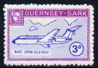 Guernsey - Sark 1966 Aircraft 3d BAC-111 with Europa overprint omitted unmounted mint (blocks available price pro-rata) see note after Rosen CS 101