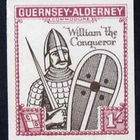 Guernsey - Alderney 1966 900th Anniversary of Norman Conquest 1s sepia & rose imperf with Norman Conquest overprint omitted, unmounted mint, Rosen CSA 63a