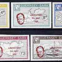 Guernsey - Sark 1965 20th Anniversary of Liberation overprint on imperf definitive set of 5 unmounted mint, Rosen CS 68-72a