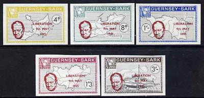 Guernsey - Sark 1965 20th Anniversary of Liberation overprint on imperf definitive set of 5 unmounted mint, Rosen CS 68-72a