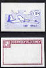 Guernsey - Alderney 1967 Aircraft - 1s Dart Herald imperf proofs comprising the central vignette in blue and the frame in maroon, both unmounted mint as Rosen CSA 79