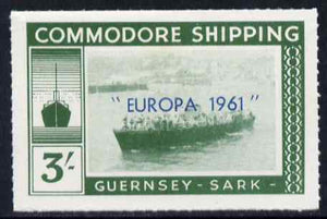 Guernsey - Sark 1961 Europa overprint on Commodore Shipping 3s olive-green, unmounted mint Rosen CS 27