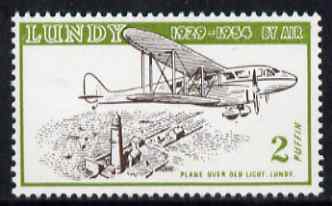 Lundy 1954 definitive Airmail 2p De Havilland Rapide & Lighthouse unmounted mint Rosen LU 101