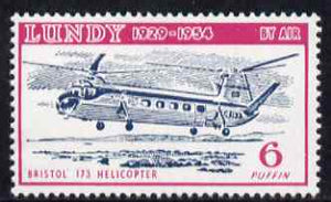 Lundy 1954 definitive Airmail 6p Bristol 173 Helicopter unmounted mint Rosen LU 103
