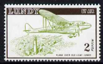 Lundy 1954 definitive Airmail without dates 2p De Havilland Rapide & Lighthouse unmounted mint Rosen LU 107