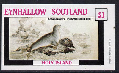 Eynhallow 1982 Animals #09 (Small Nailed Seal) imperf souvenir sheet (£1 value) unmounted mint
