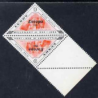 Lundy 1961 Europa 9p Mare & Foals triangular tete-beche pair, one stamp with variety 'date partly doubled' unmounted mint Rosen LU 117var