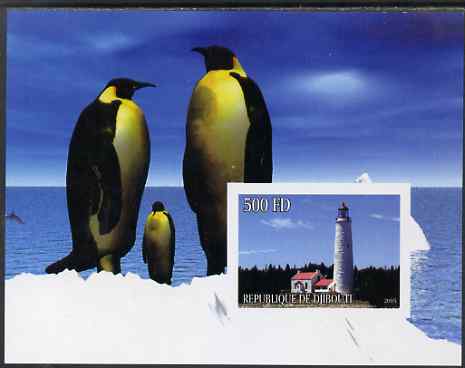 Djibouti 2005 Lighthouses #3 imperf s/sheet (with Penguins as background) unmounted mint