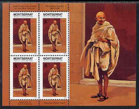 Montserrat 1998 Famous People of the 20th Century - Mahatma Gandhi (India) perf sheetlet containing 4 vals unmounted mint as SG 1071