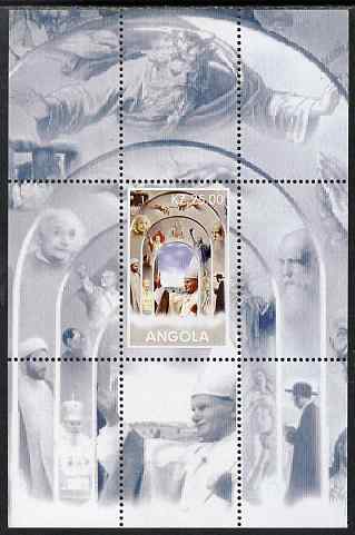 Angola 2000 The Pope perf souvenir sheet (background shows Einstein, Da Vinci etc) unmounted mint. Note this item is privately produced and is offered purely on its thematic appeal
