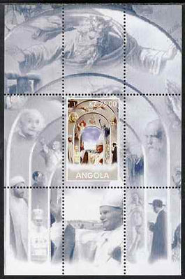 Angola 2000 The Pope perf souvenir sheet (background shows Einstein, Da Vinci etc) unmounted mint. Note this item is privately produced and is offered purely on its thematic appeal