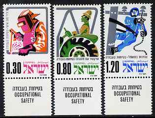 Israel 1975 Occupational Safety perf set of 3 unmounted mint with tabs, SG 592-4