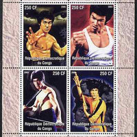 Congo 2005 Bruce Lee perf sheetlet containing 4 values unmounted mint