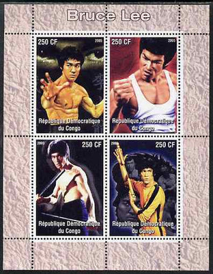 Congo 2005 Bruce Lee perf sheetlet containing 4 values unmounted mint