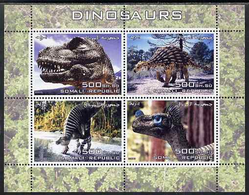 Somalia 2005 Dinosaurs perf sheetlet containing 4 values unmounted mint. Note this item is privately produced and is offered purely on its thematic appeal