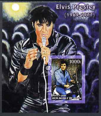 Benin 2006 Elvis Presley #1 (wearing leather suit) imperf souvenir sheet unmounted mint