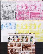 Somalia 2004 75th Birthday of Mickey Mouse #11 - Cartoon Strip in Brown m/sheet - the set of 5 imperf progressive proofs comprising the 4 individual colours plus all 4-colour composite, unmounted mint