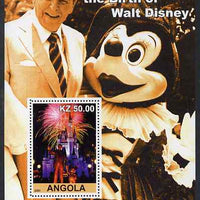 Angola 2001 Birth Centenary of Walt Disney #10 perf s/sheet - Disneyland Fireworks & Ronald Reagan, unmounted mint