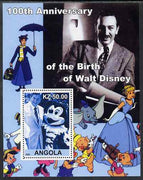 Angola 2002 Birth Centenary of Walt Disney #08 perf s/sheet - Mickey Mouse & Ronald Reagan unmounted mint